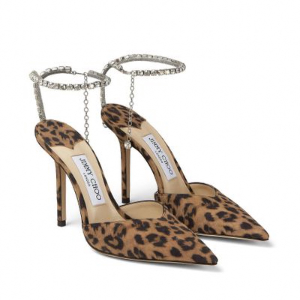 Jimmy Choo Saeda 100 Leopard Print Suede Pumps